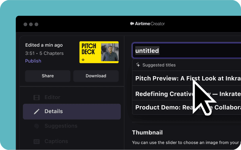 Selection suggested video title and description