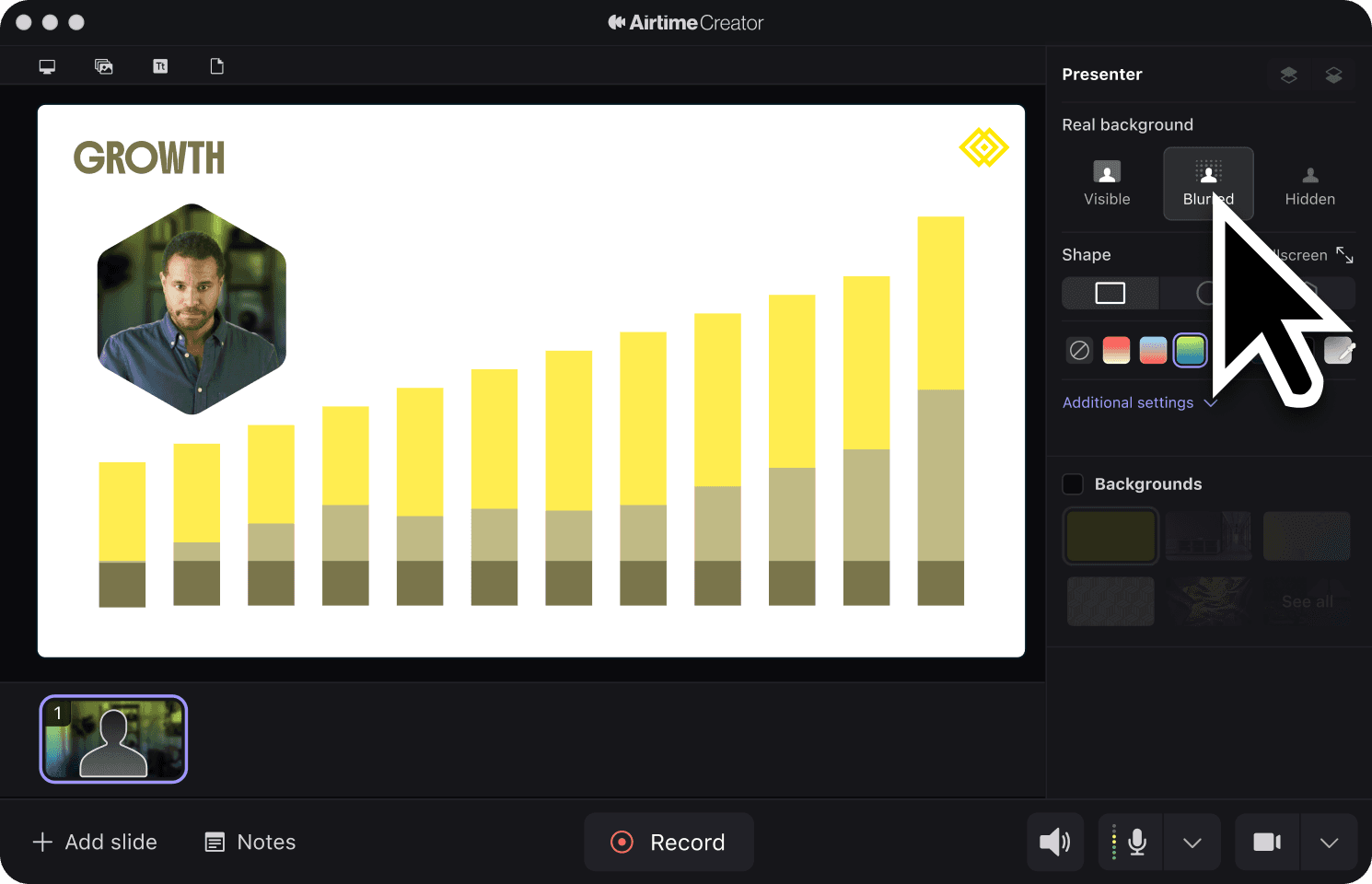 Setting the scene using Airtime Creator