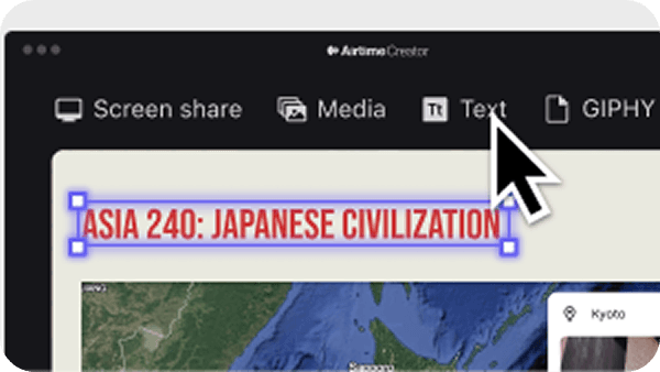 Adding text on Airtime Creator slide