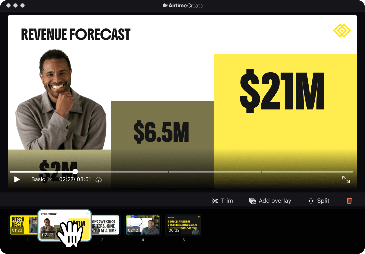 Editing the slides order after record